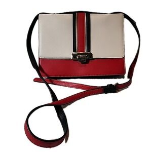Aldo Women's Colorblock Satchel Crossbody Purse. Black Red Tan. EUC